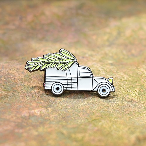White Car Custom Enamel Pins